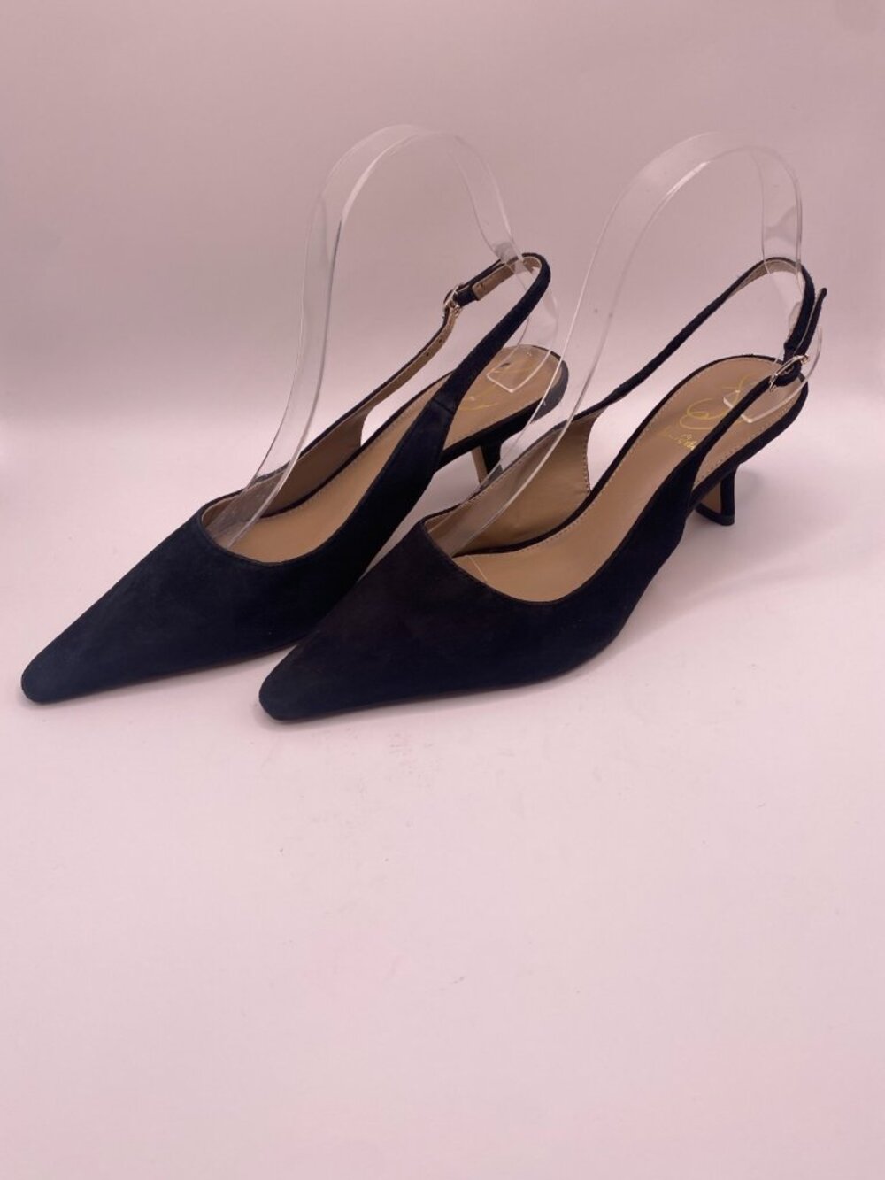 Sam Edelman Womens Bianka Black Suede Sling Pointy Toe Heel Sz 7.5 - Picture 1 of 7